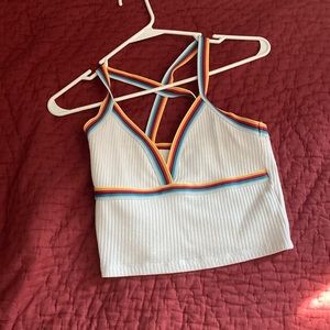 White tank w/ rainbow trim